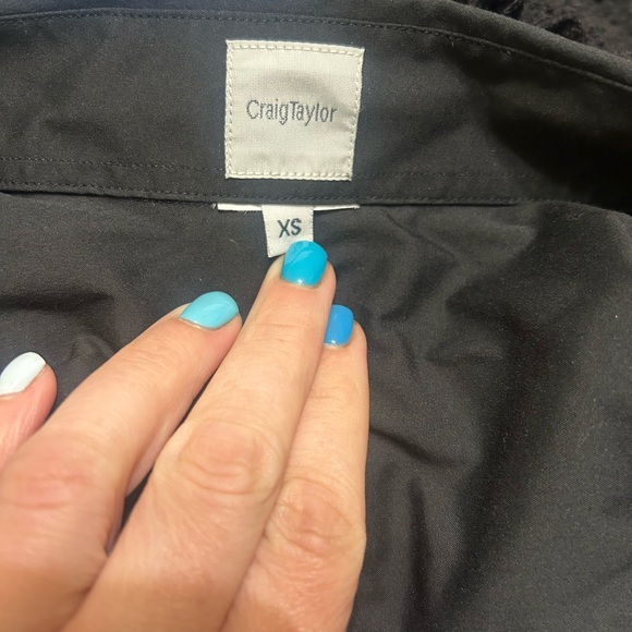 Craig Taylor Black Ruched Button Down Shirt Size XS - Picture 2 of 5